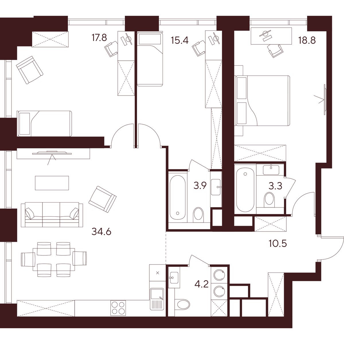 Планировка 108.5 м²