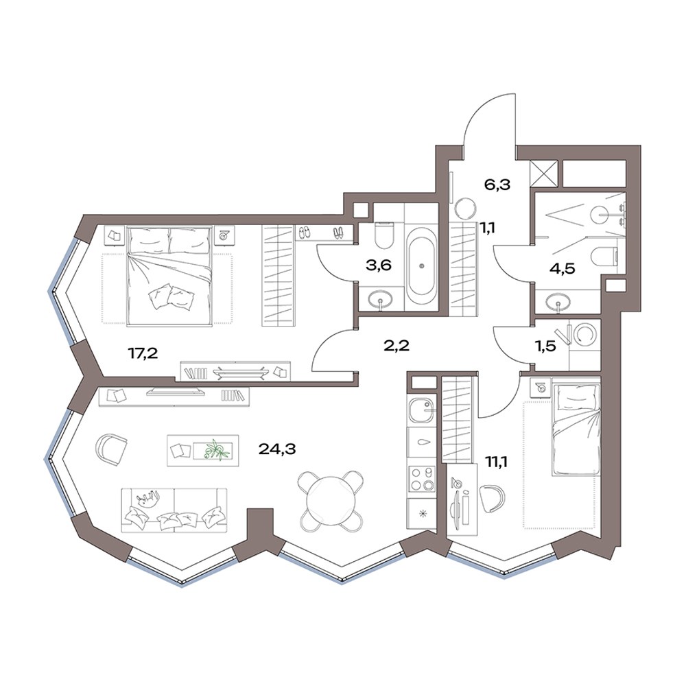 Планировка 71.9 м²
