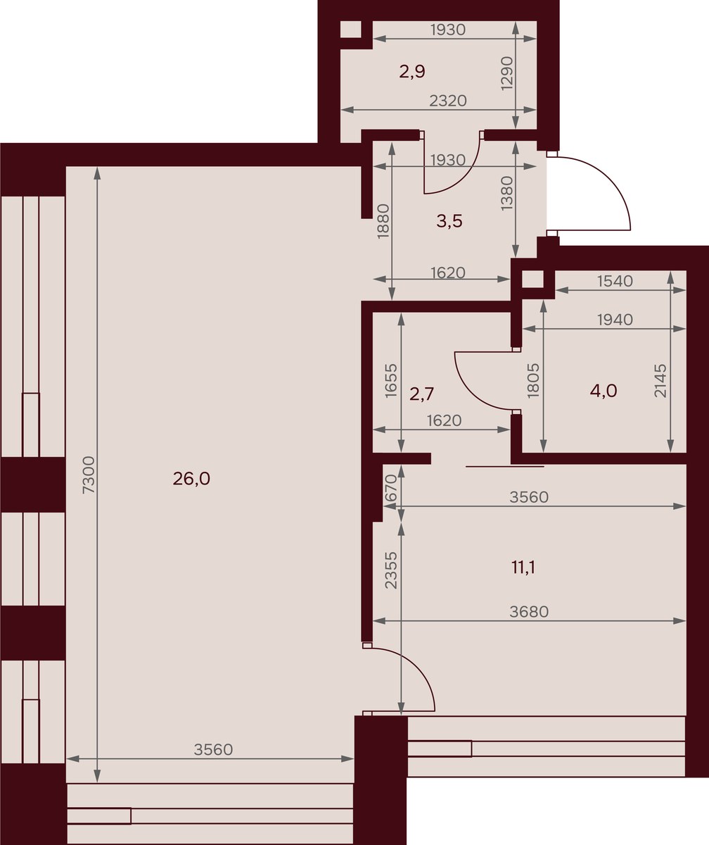 Планировка 50.2 м²