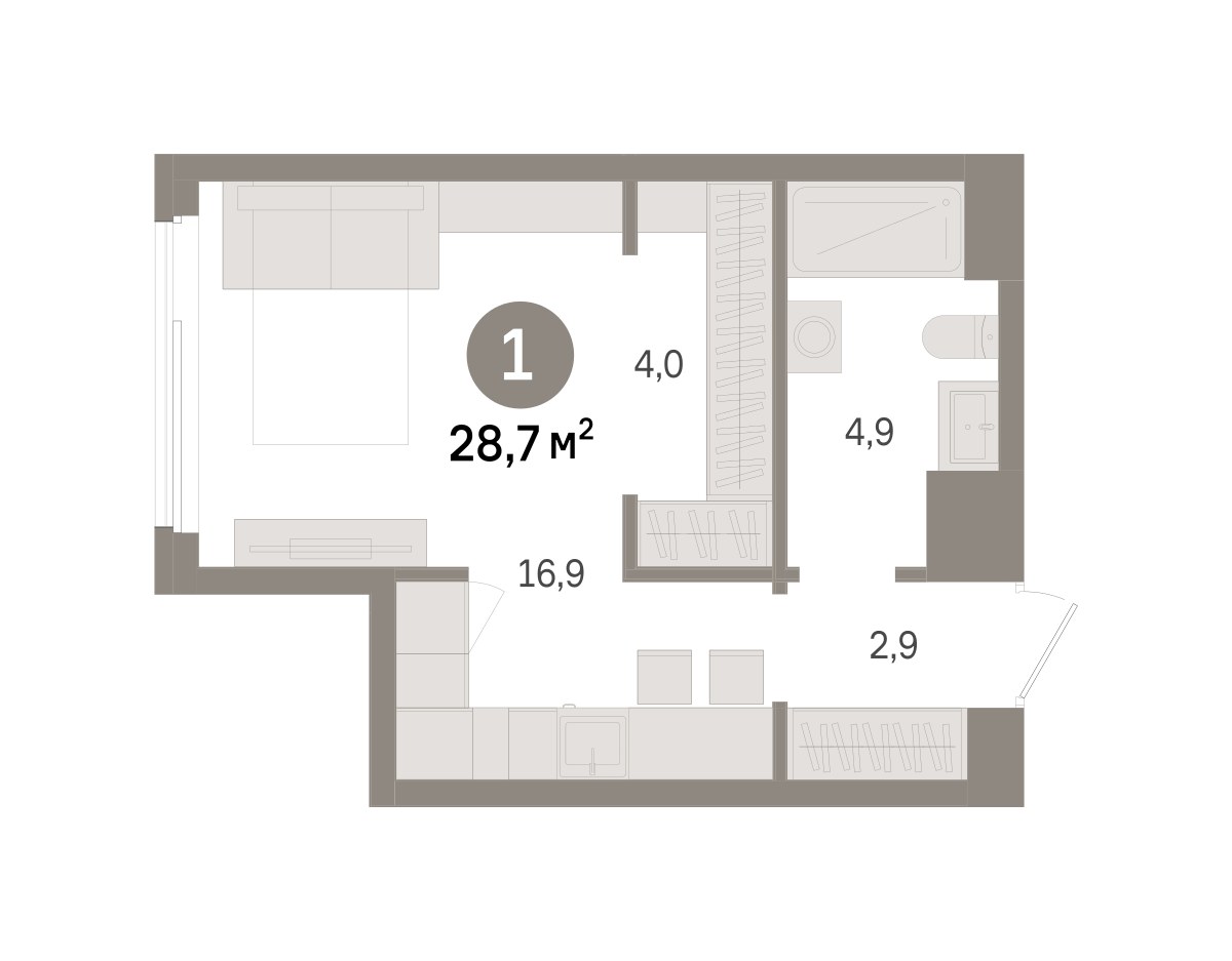 Планировка 28.7 м²