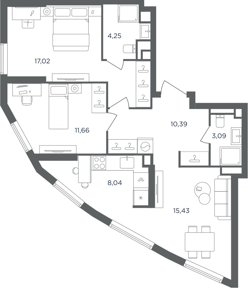 Планировка 69.88 м²