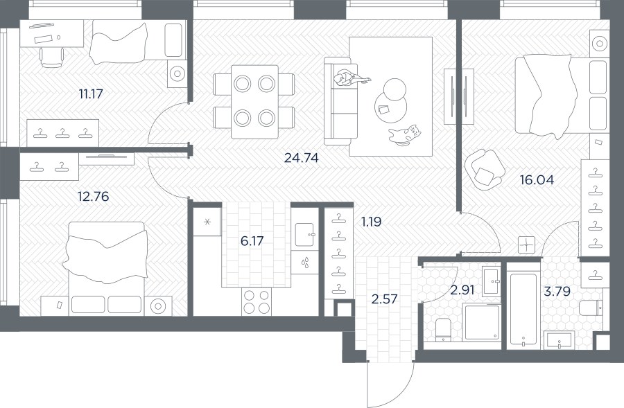 Планировка 81.34 м²
