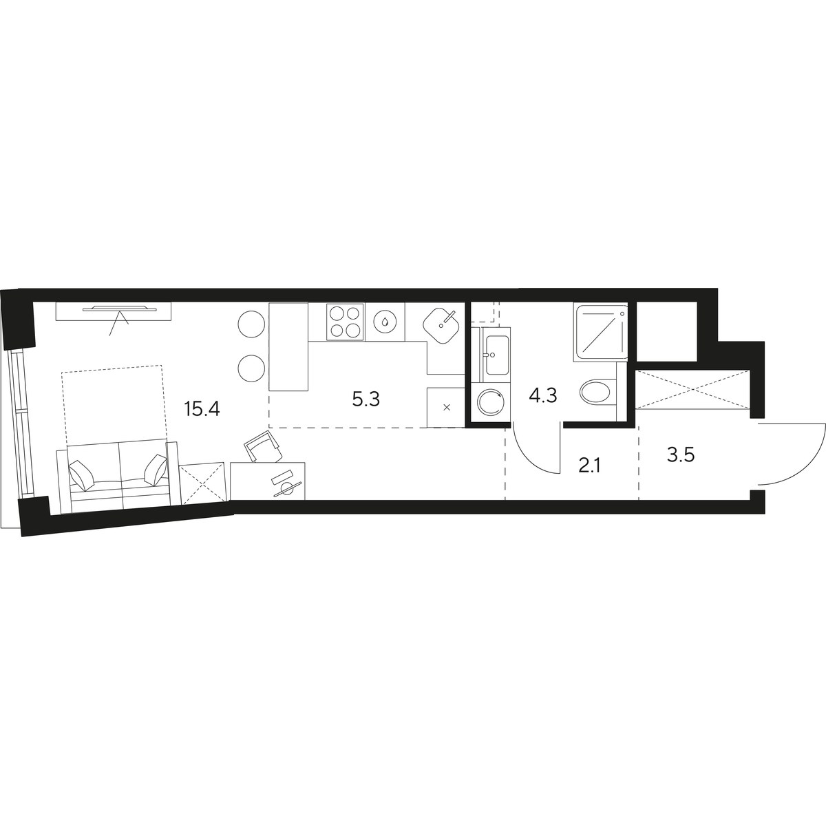 Планировка 30.6 м²