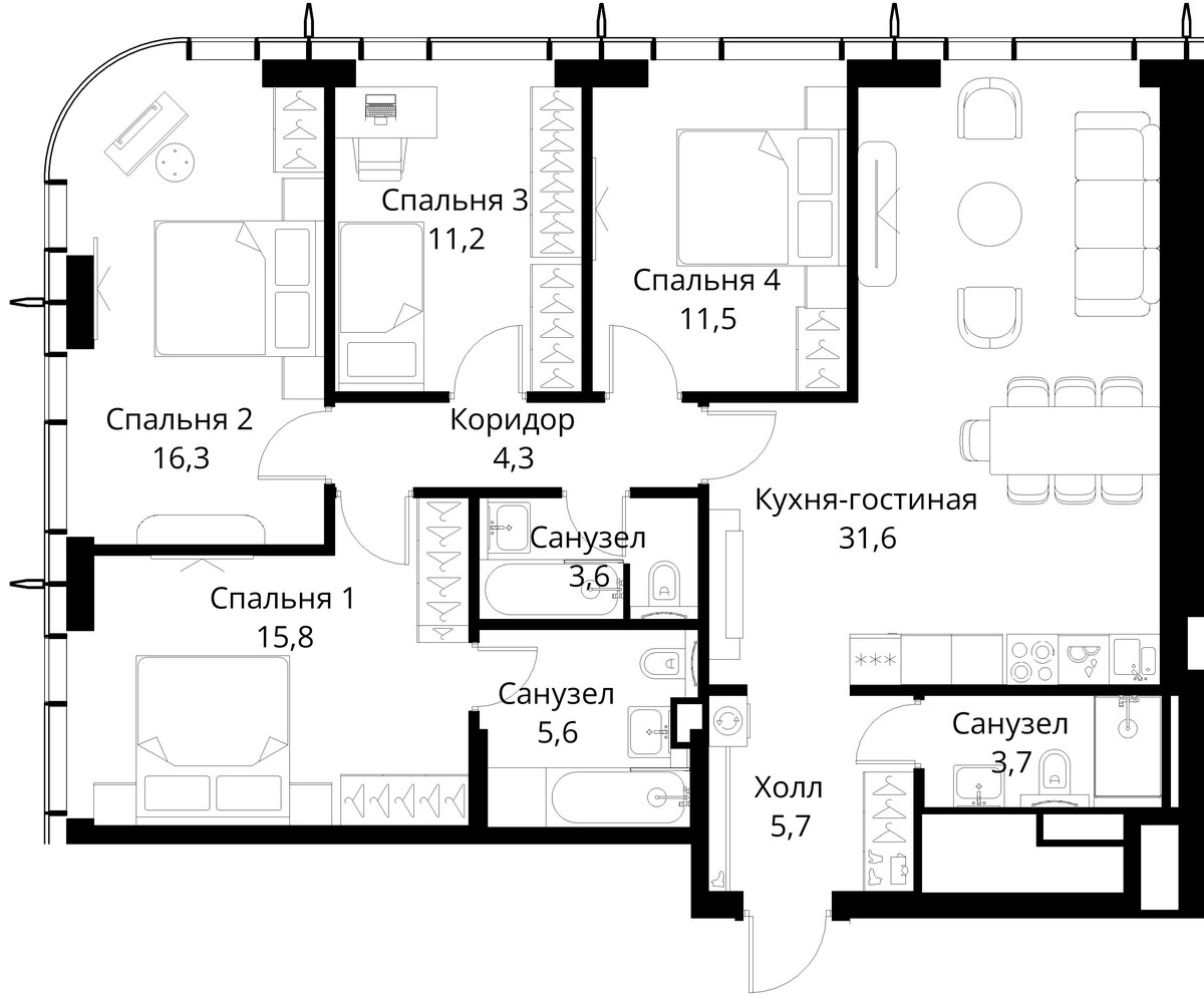 Планировка 109.3 м²