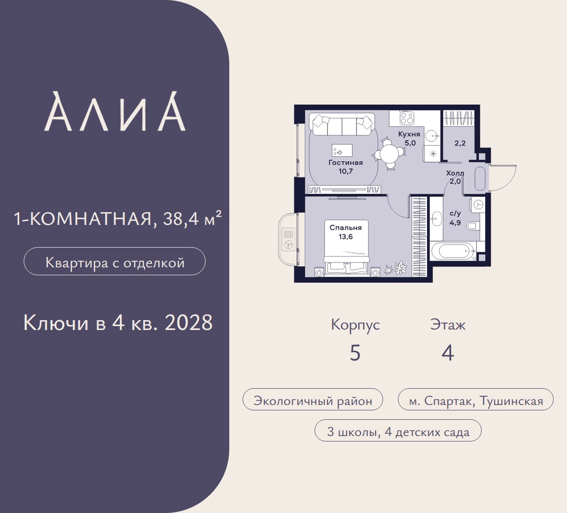 Планировка 38.4 м²