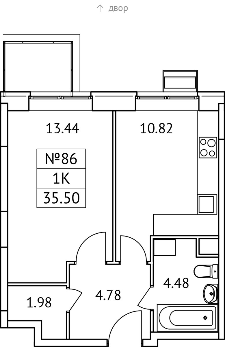 Планировка 35.5 м²