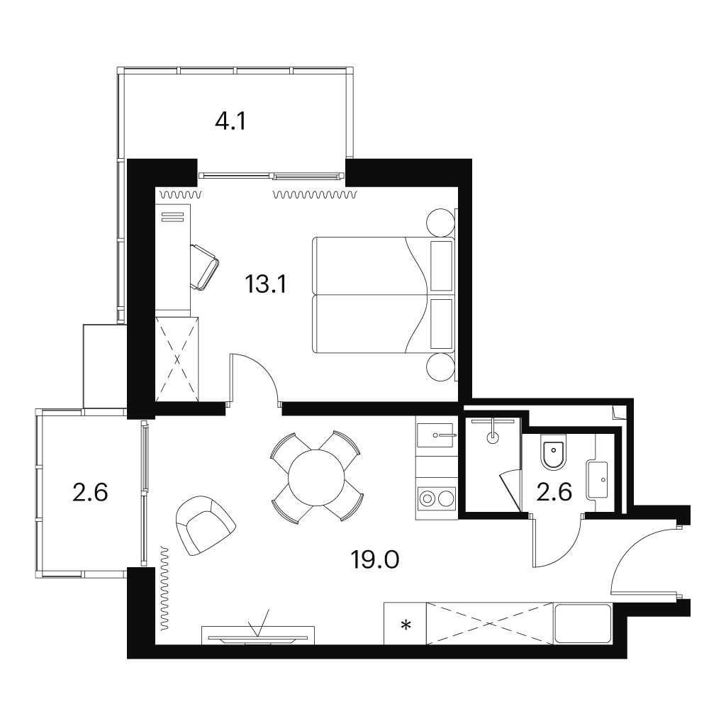 Планировка 41.4 м²
