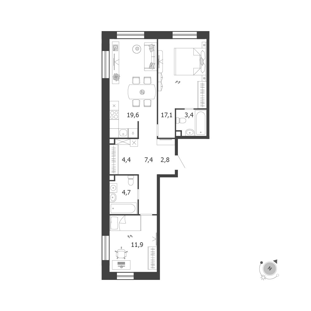 Планировка 71.3 м²