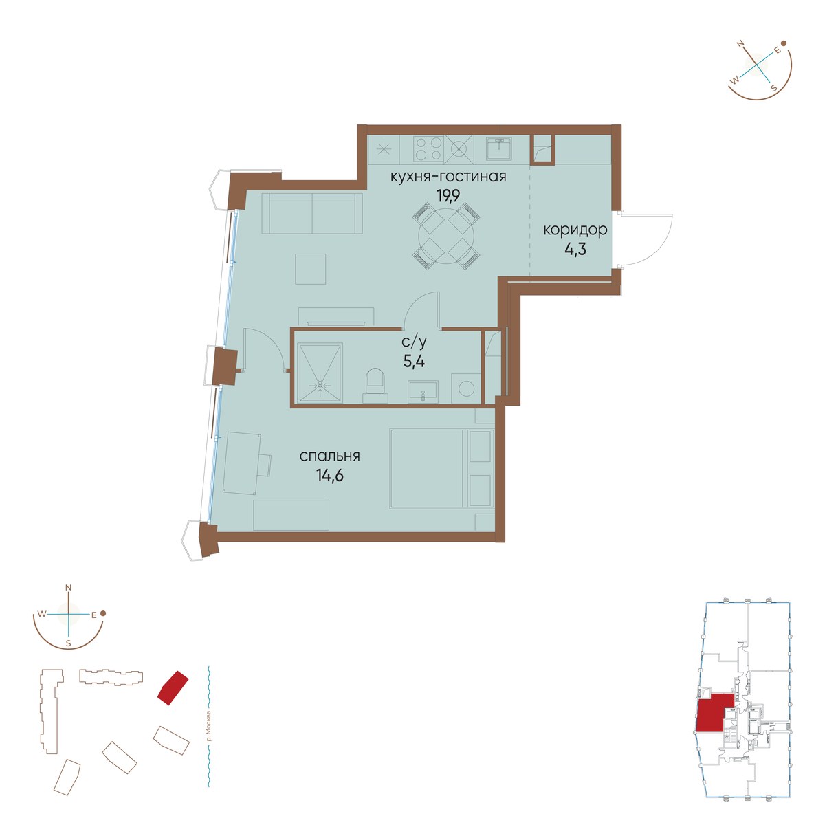 Планировка 44.2 м²