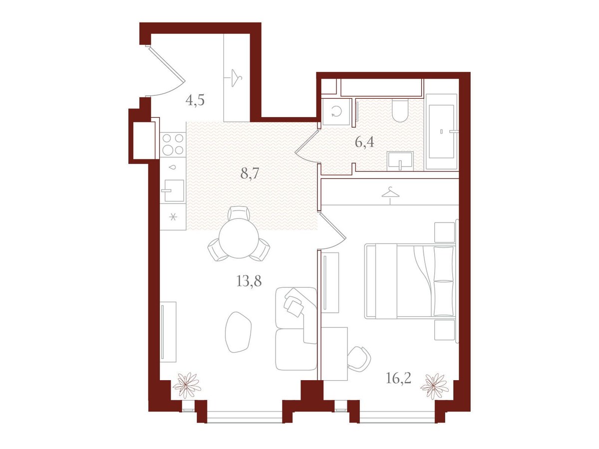 Планировка 49.6 м²