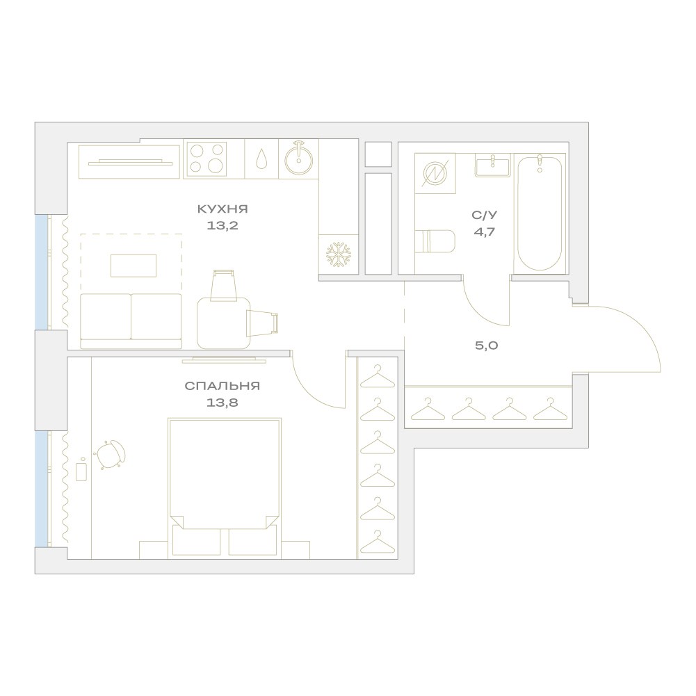 Планировка 37.3 м²