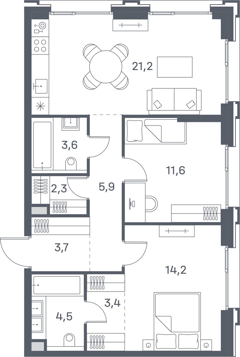 Планировка 70.4 м²