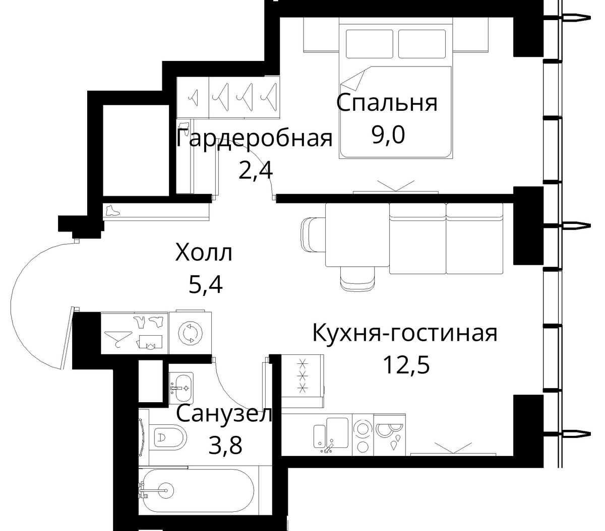 Планировка 33.1 м²