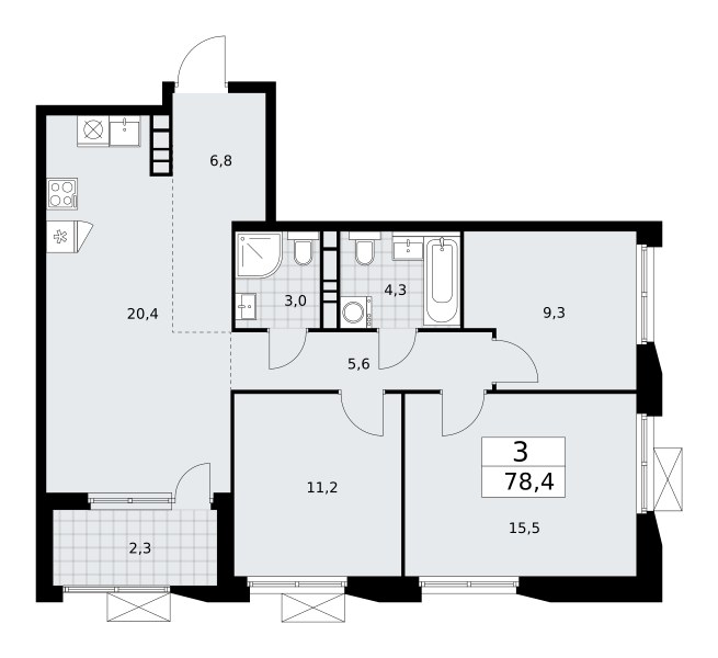 Планировка 78.4 м²
