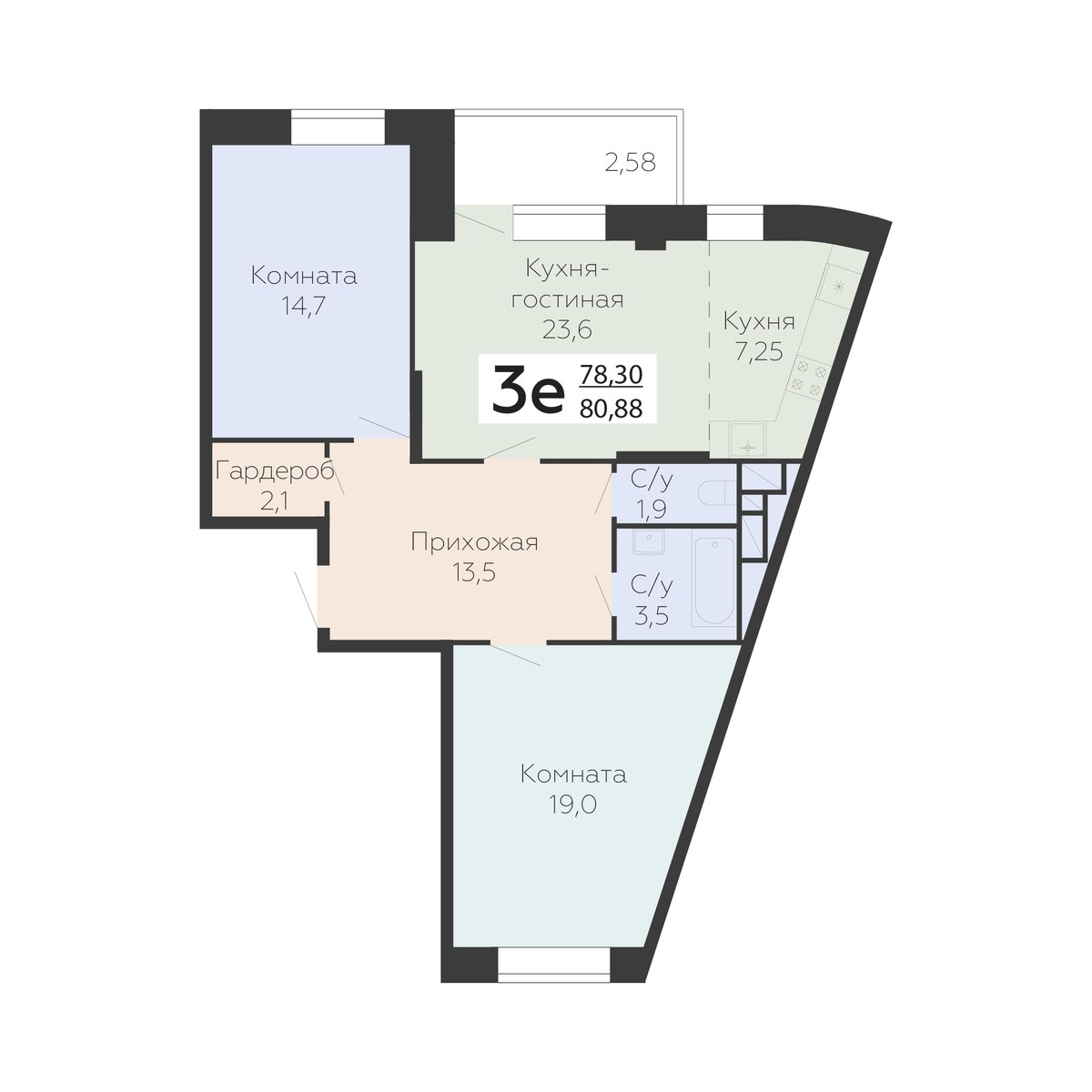 Планировка 80.88 м²