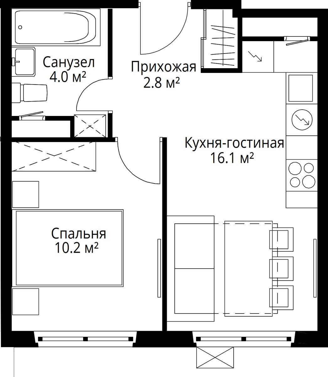 Планировка 33.1 м²