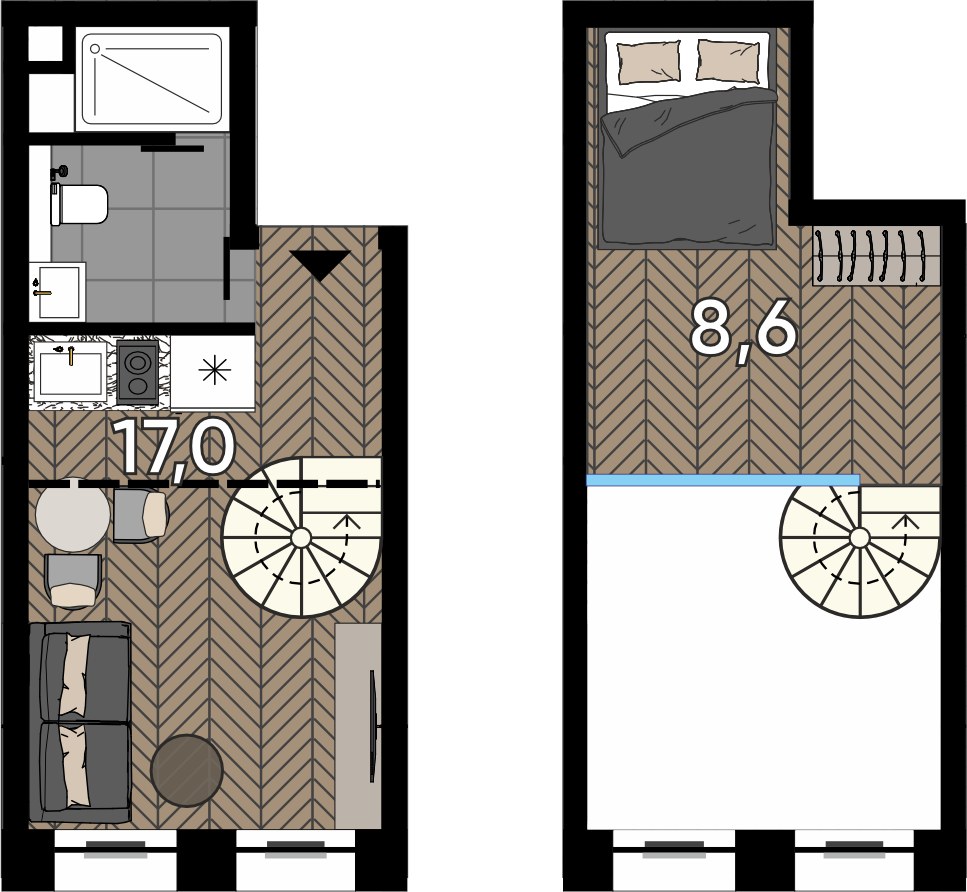 Планировка 23.8 м²