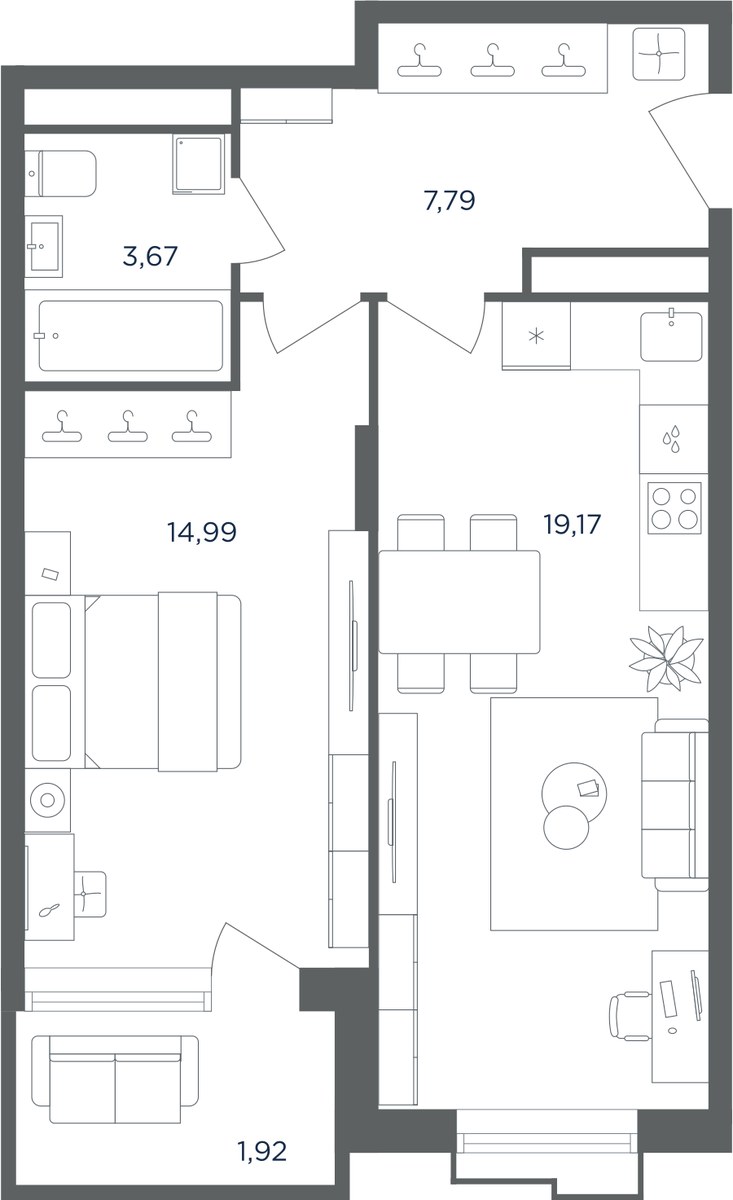 Планировка 47.4 м²