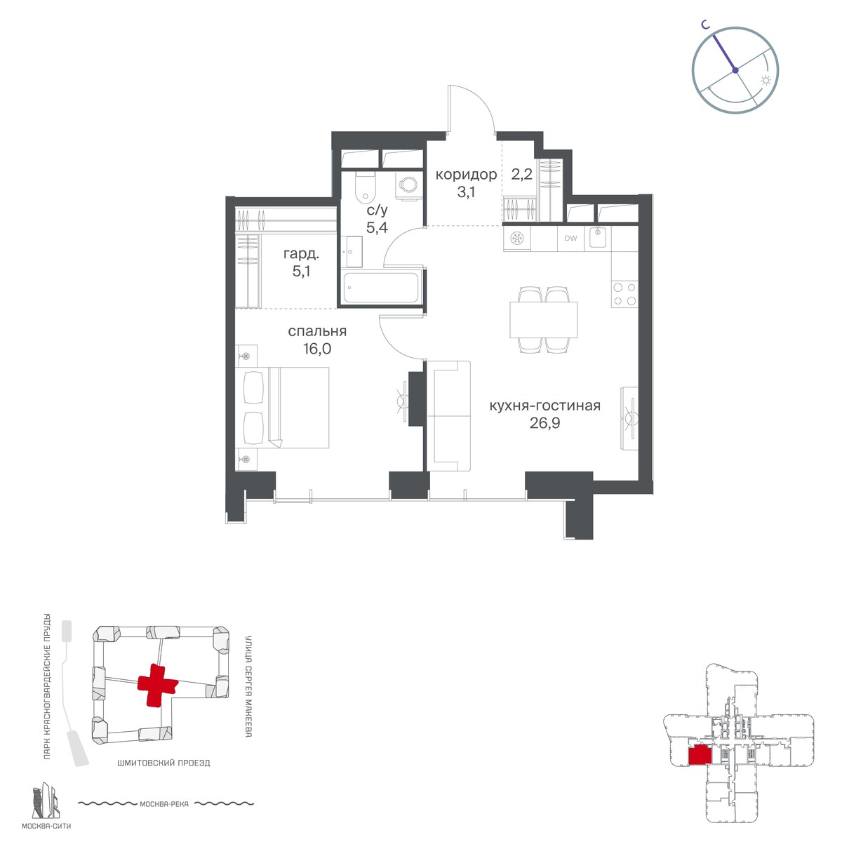 Планировка 58.7 м²