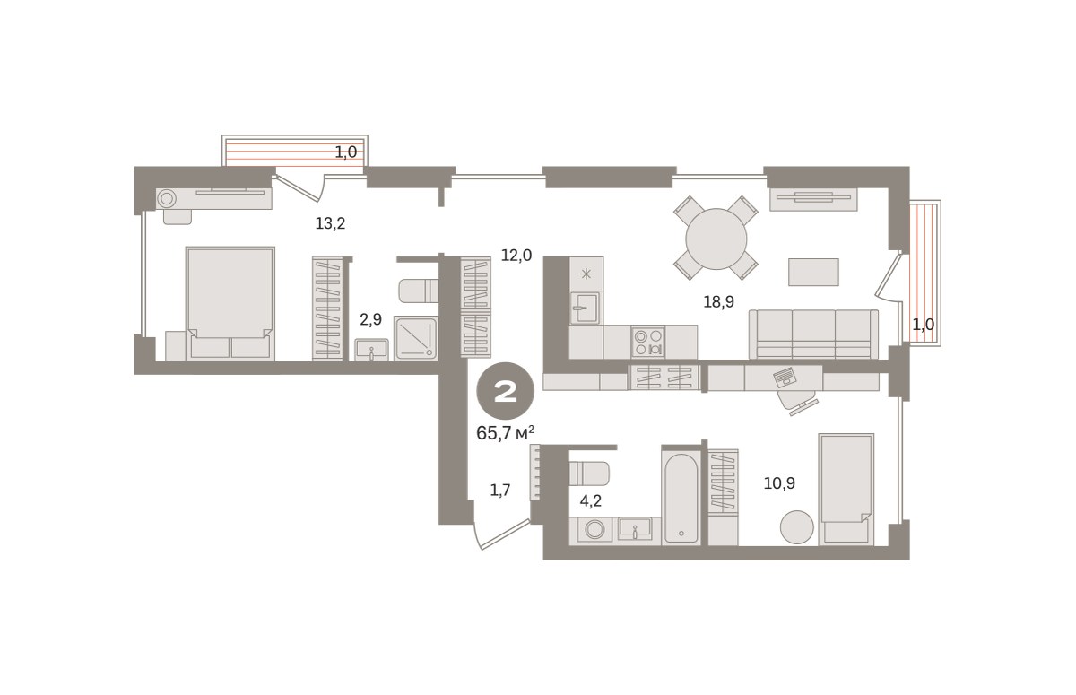 Планировка 65.7 м²