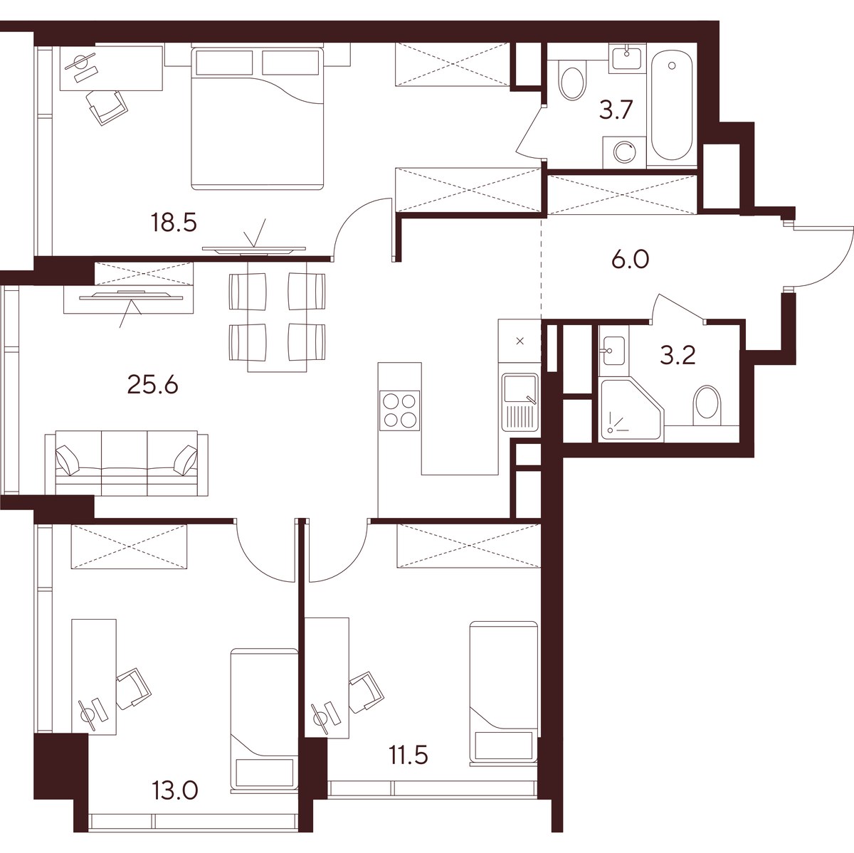 Планировка 81.5 м²