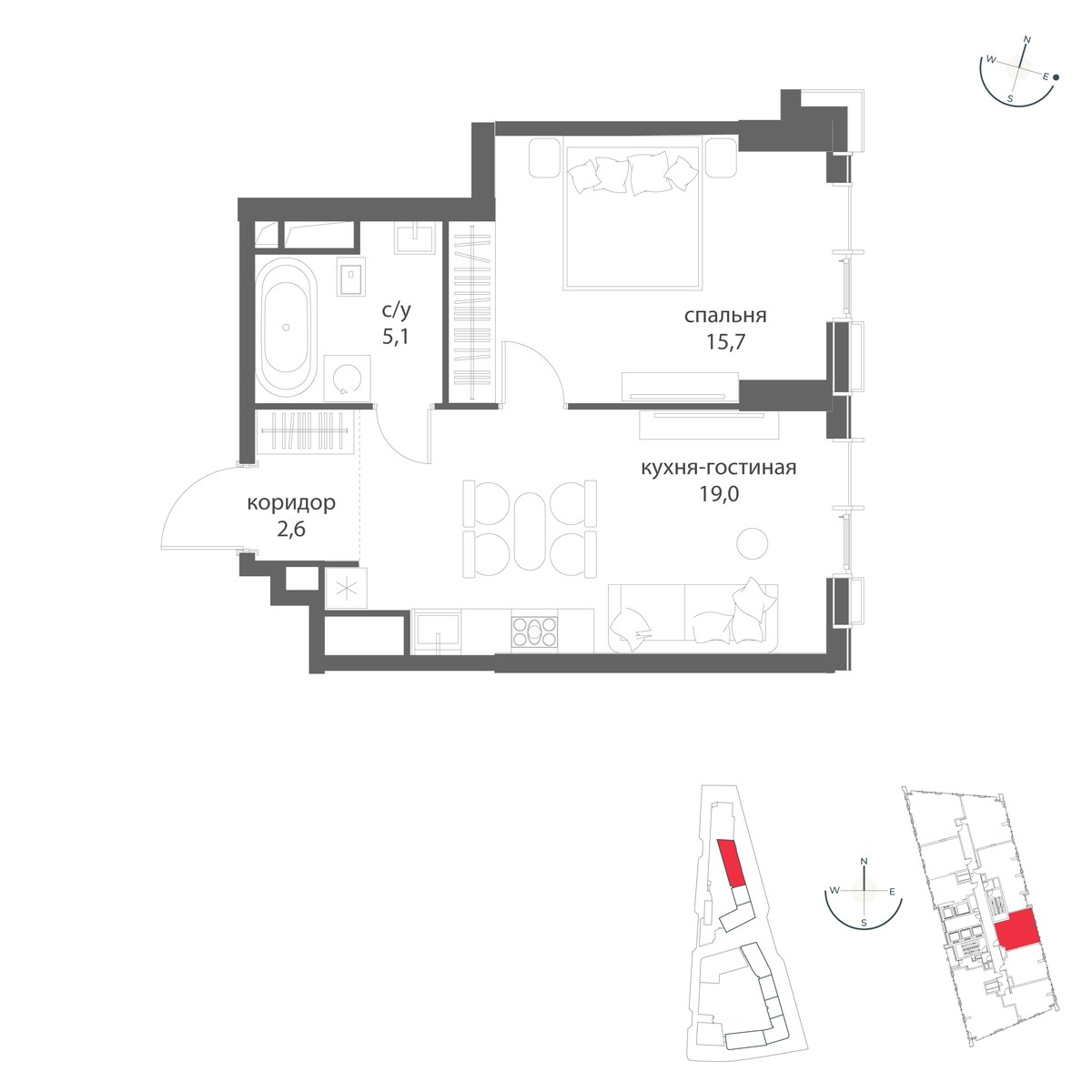 Планировка 42.4 м²