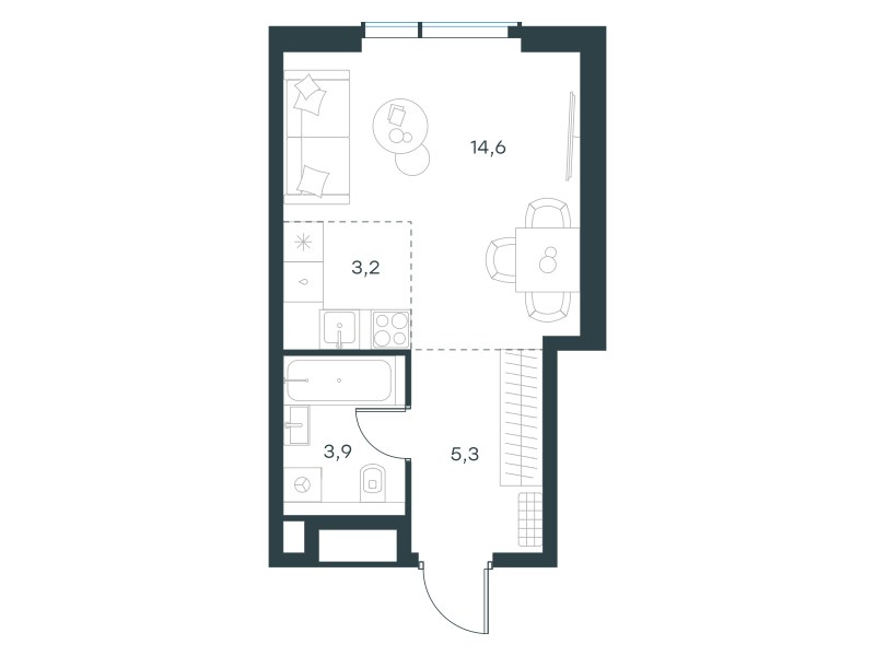 Планировка 27.0 м²