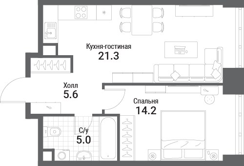 Планировка 46.1 м²