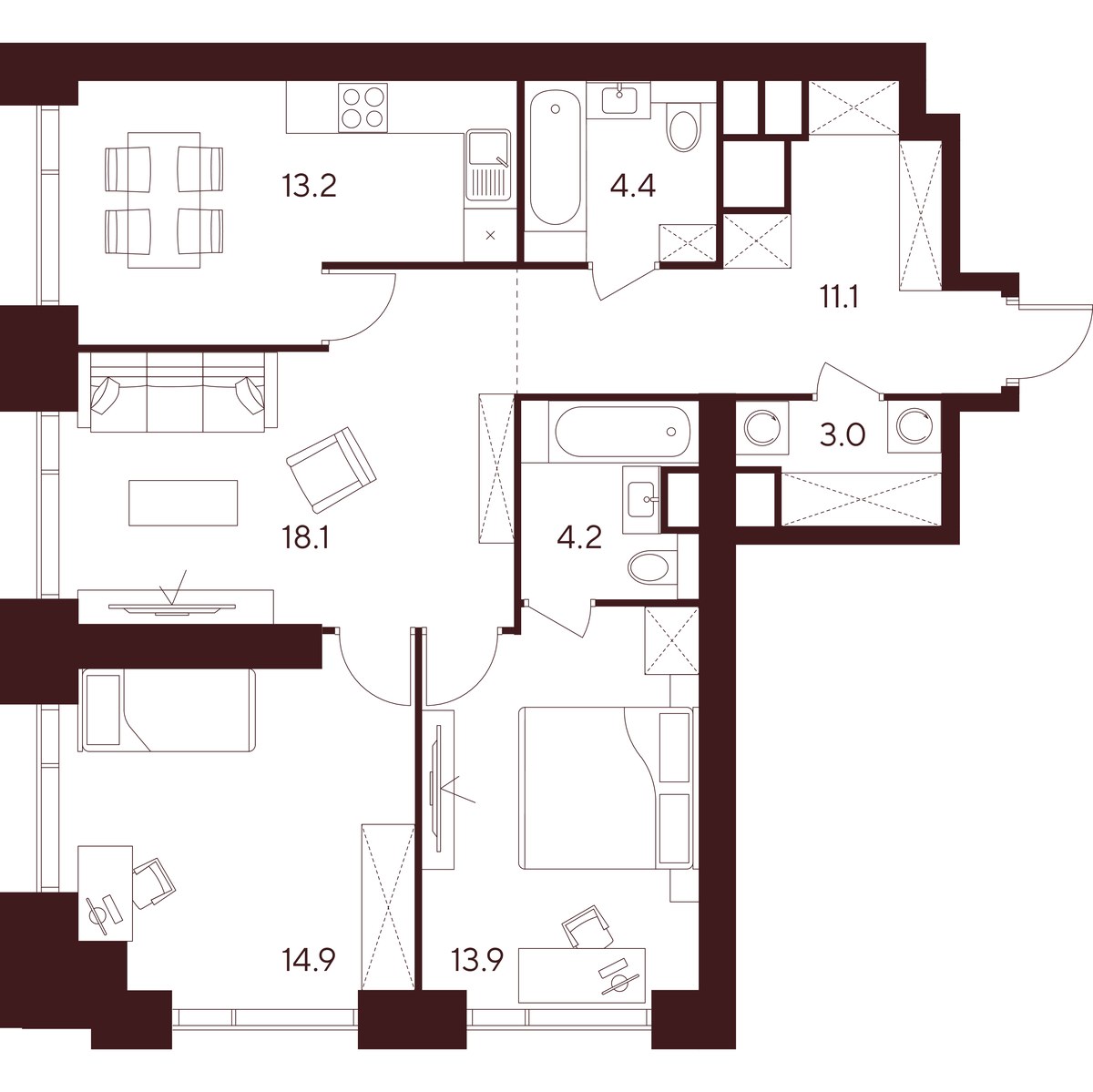 Планировка 82.8 м²