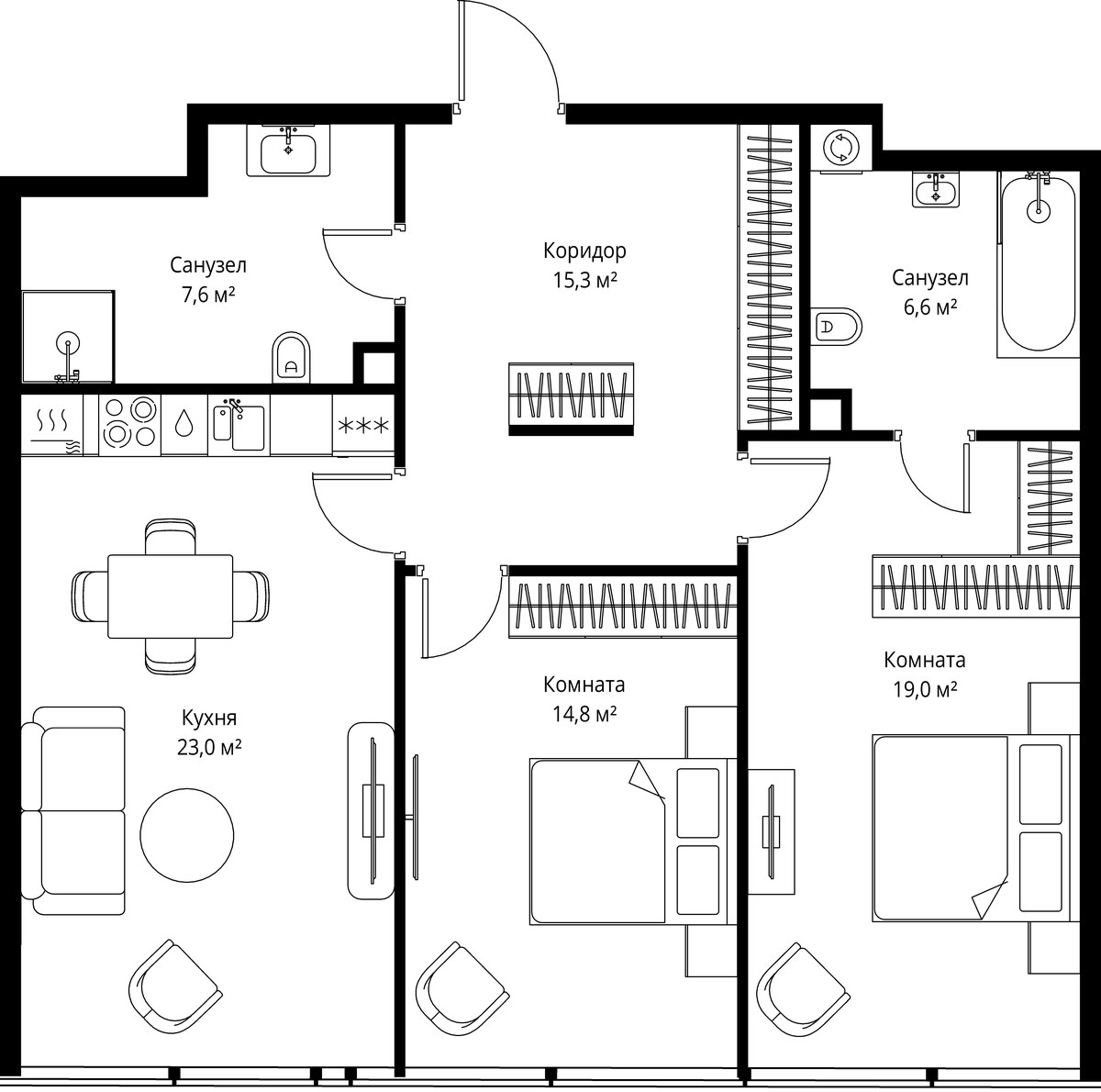 Планировка 86.3 м²