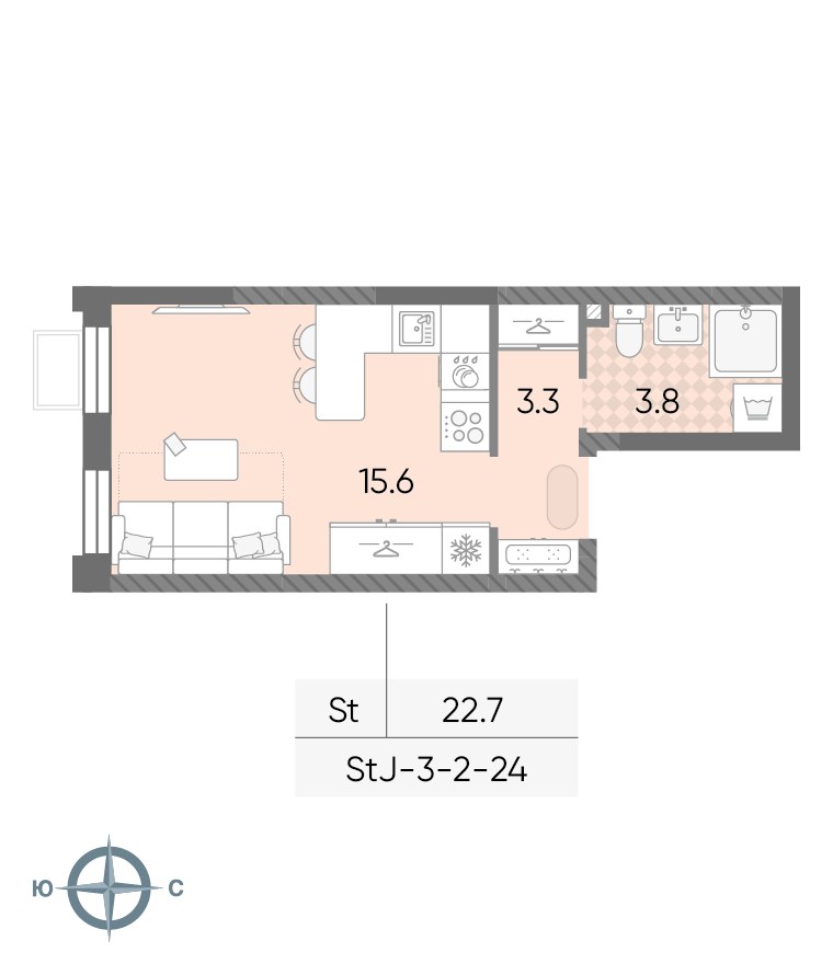Планировка 22.7 м²
