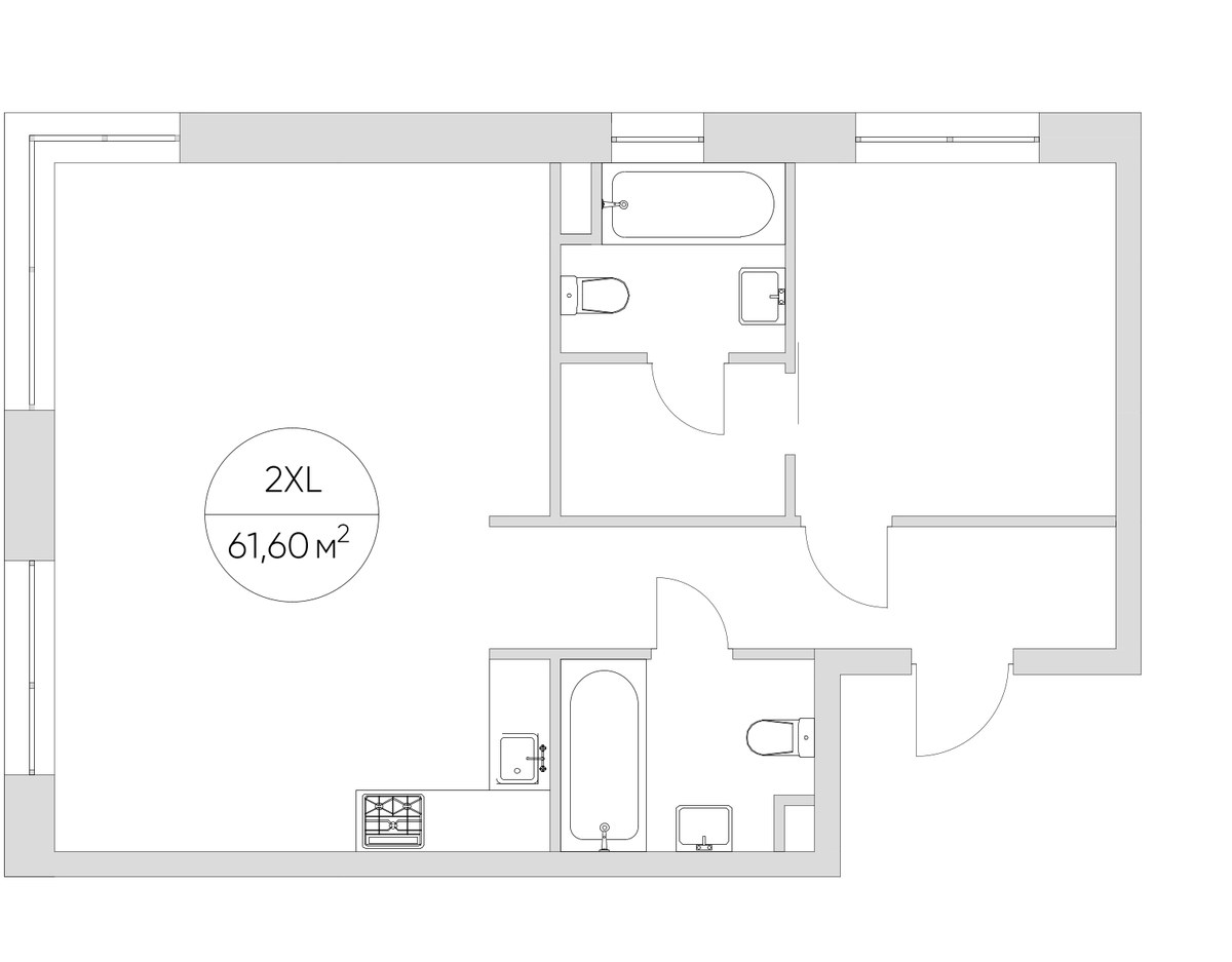 Планировка 61.6 м²