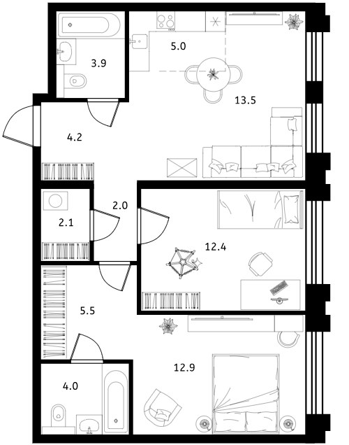 Планировка 65.5 м²