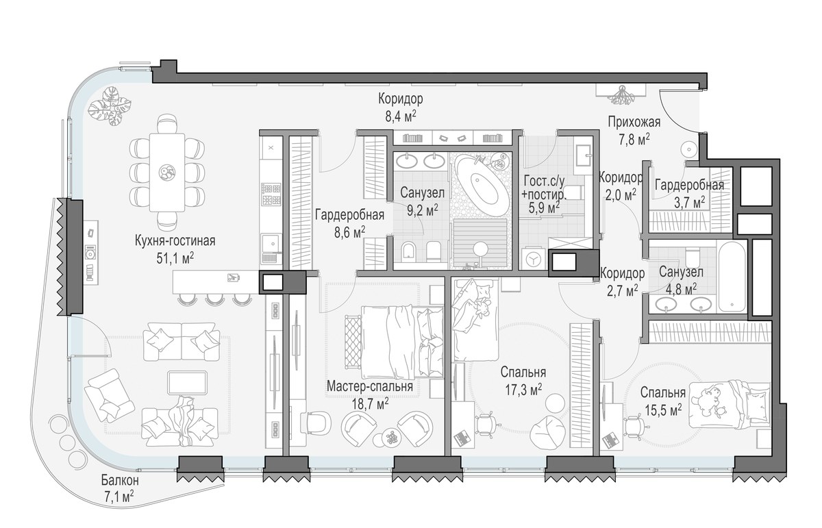 Планировка 158.2 м²