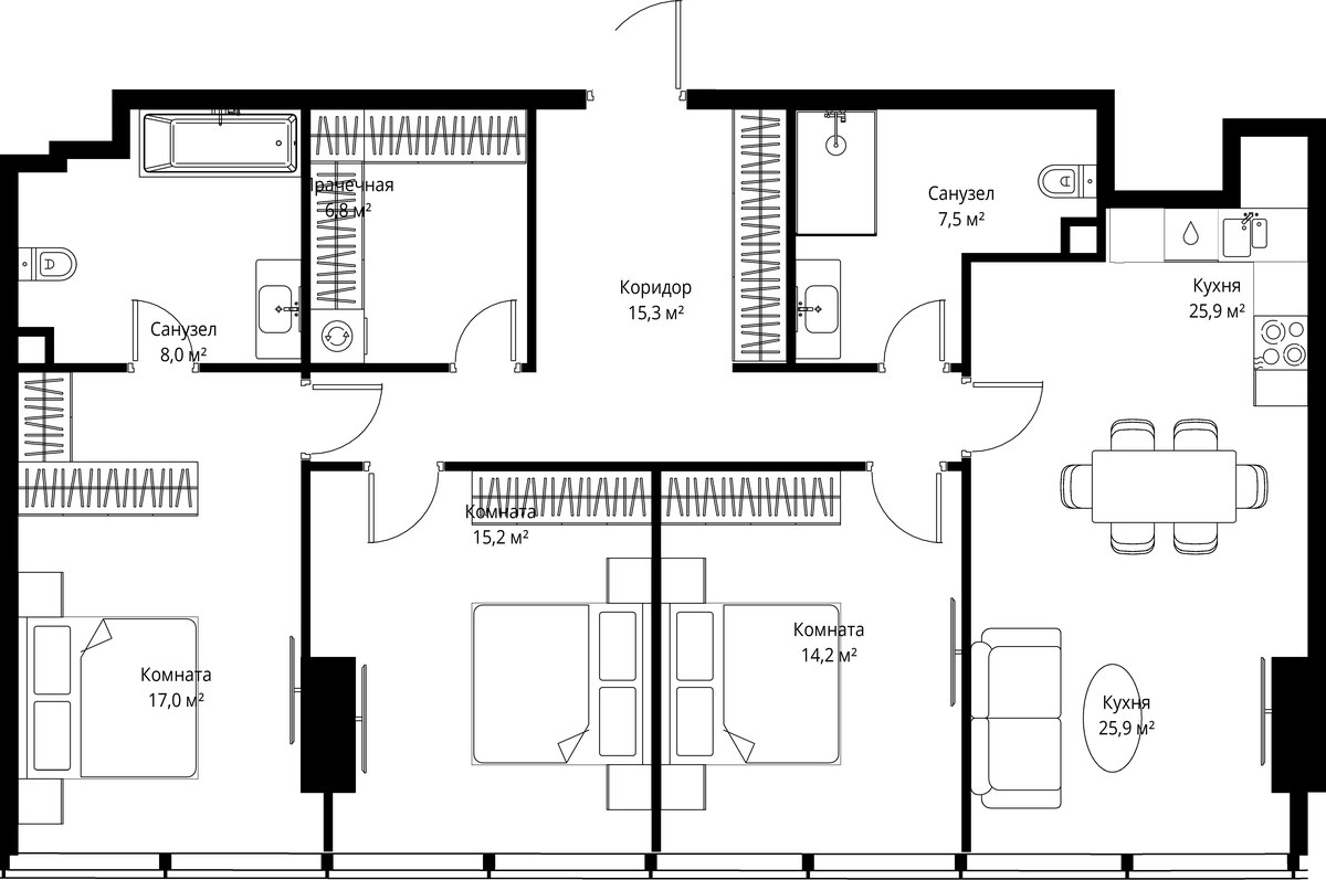 Планировка 109.9 м²