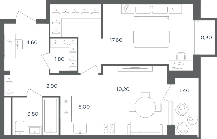 Планировка 45.9 м²