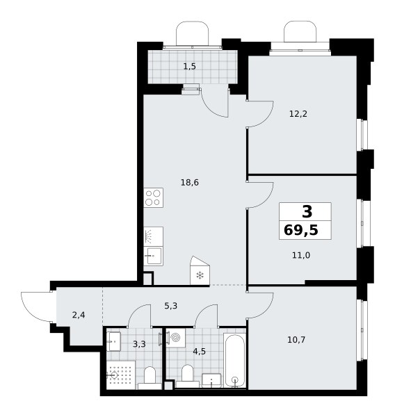 Планировка 69.5 м²