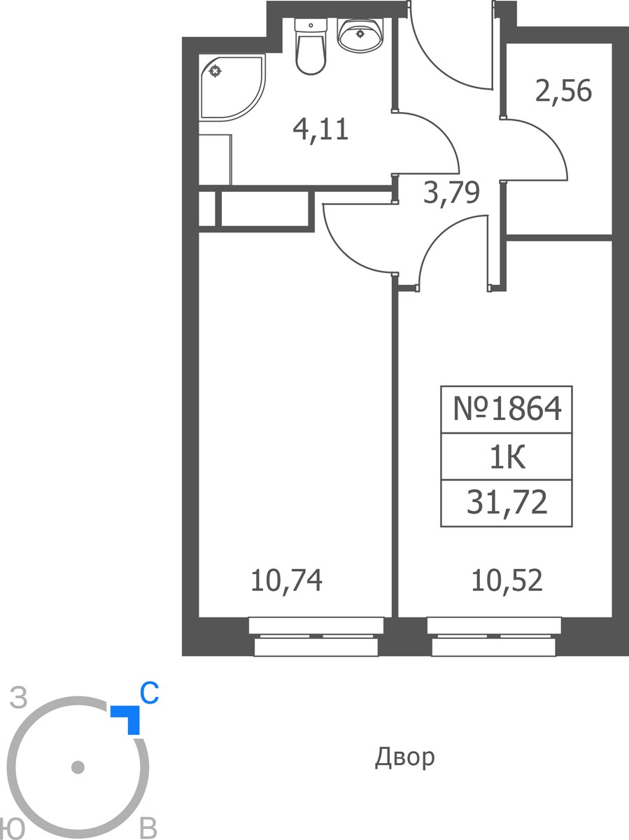 Планировка 31.72 м²