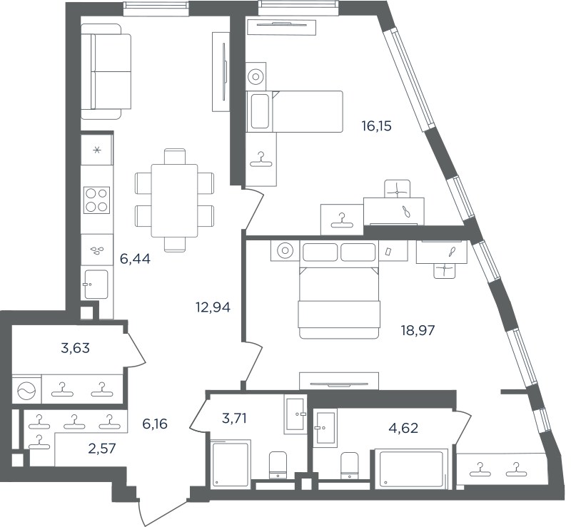 Планировка 75.19 м²