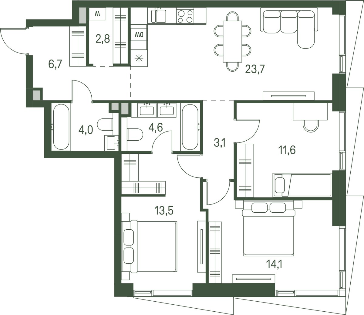Планировка 84.1 м²