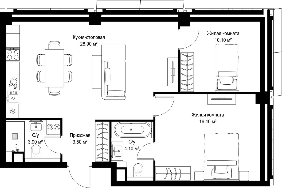 Планировка 66.9 м²