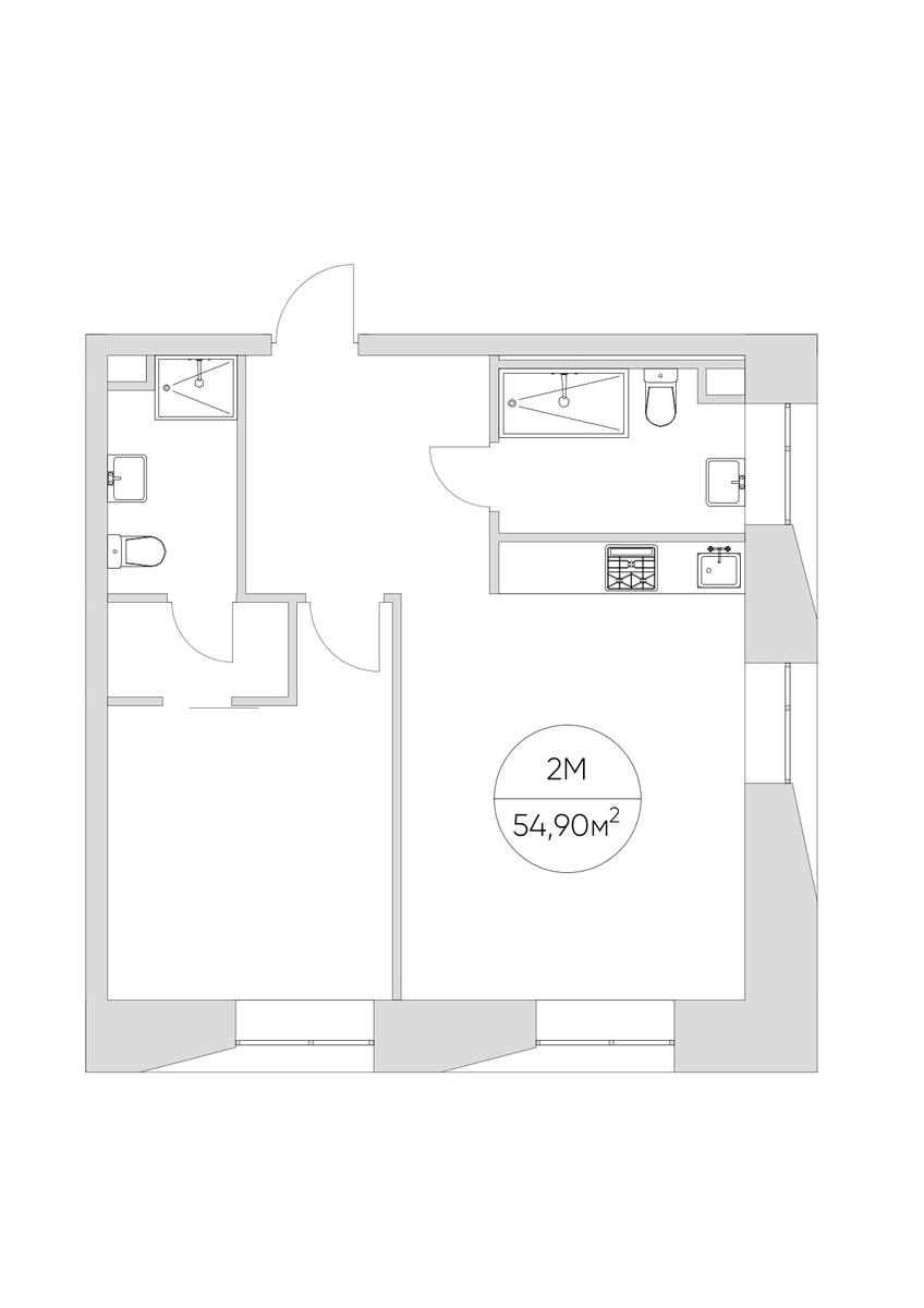 Планировка 54.9 м²
