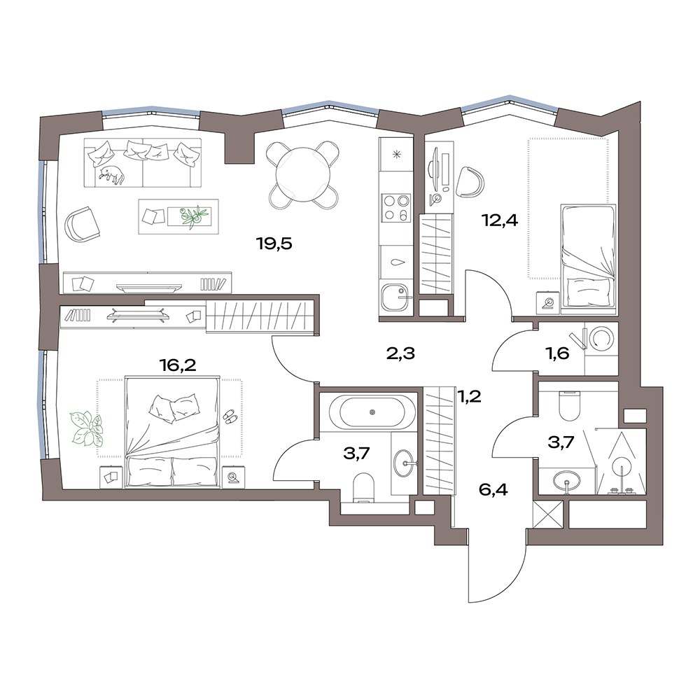 Планировка 68.0 м²