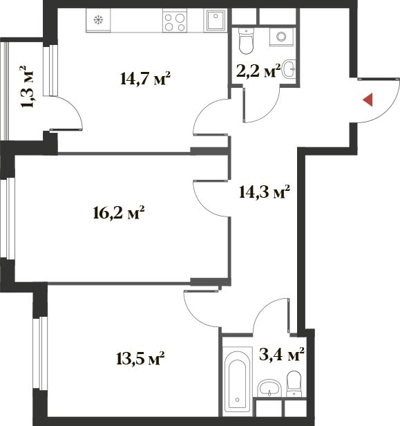 Планировка 64.0 м²