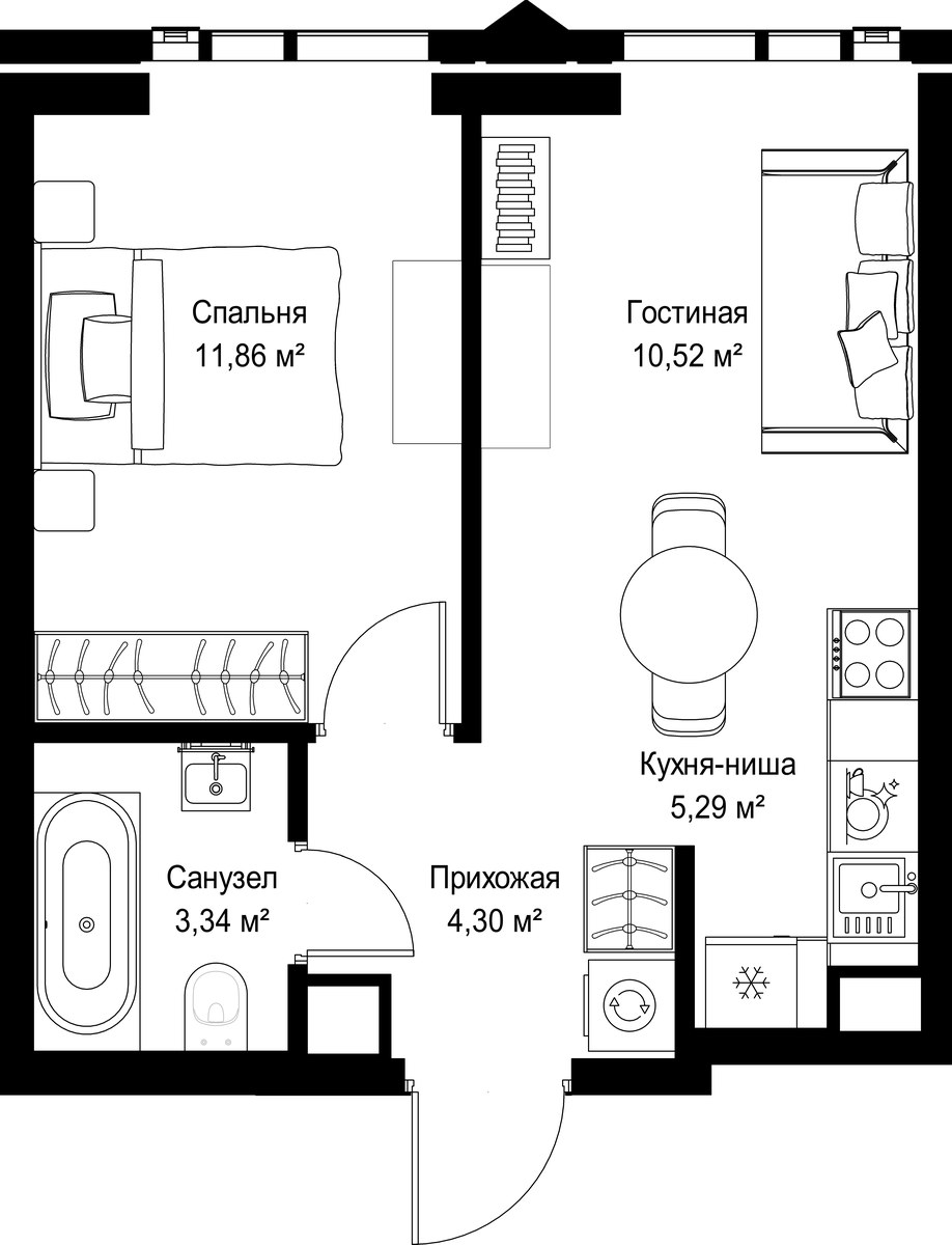 Планировка 35.31 м²
