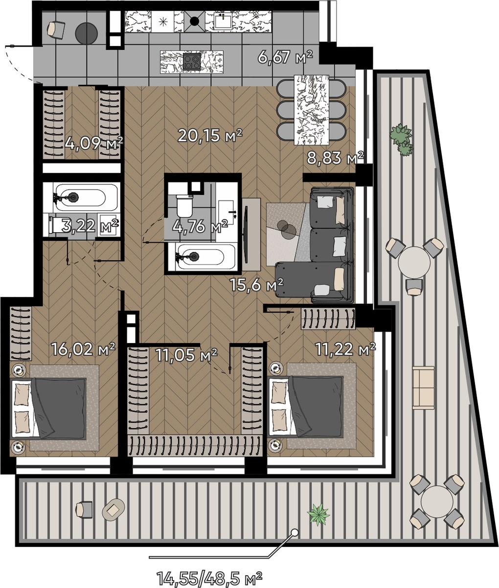 Планировка 116.16 м²