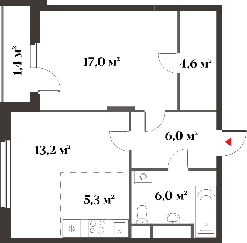 Планировка 52.0 м²