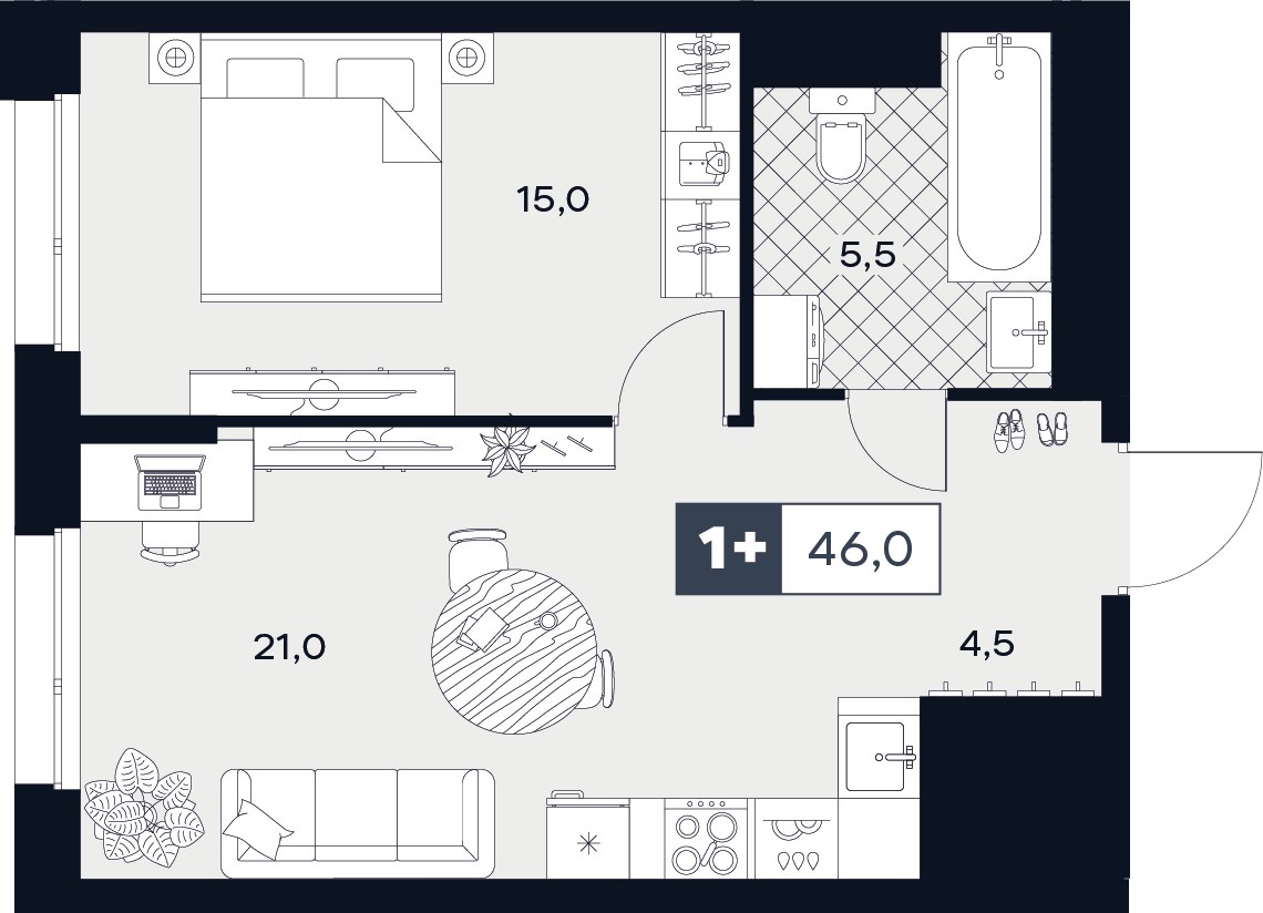 Планировка 46.0 м²