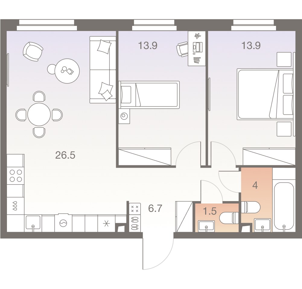 Планировка 66.3 м²