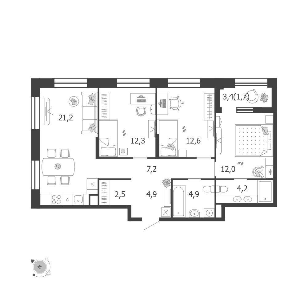 Планировка 83.4 м²